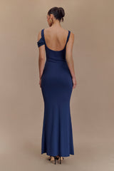 Janette Recycled Nylon And Mesh Sleeveless Maxi Dress - Navy
