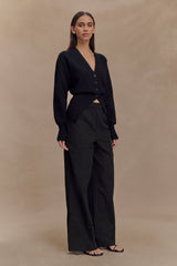 Alexia Buttoned Oversized Cardigan - Black