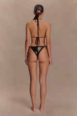 Huntleigh Crochet Bikini Bottom - Black & Gold Sunshine Print