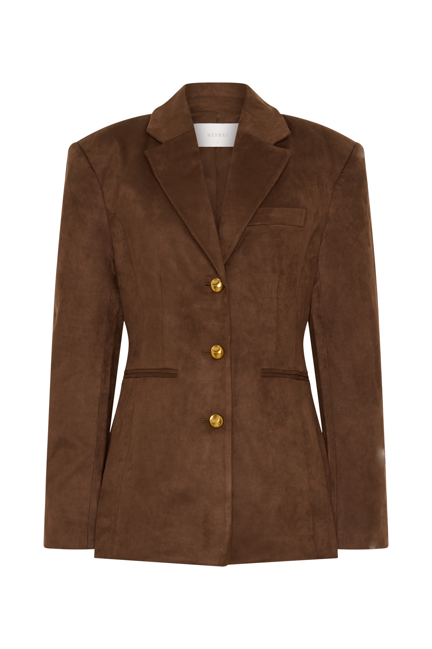 Sally Faux Suede Cinched Blazer - Milk Chocolate