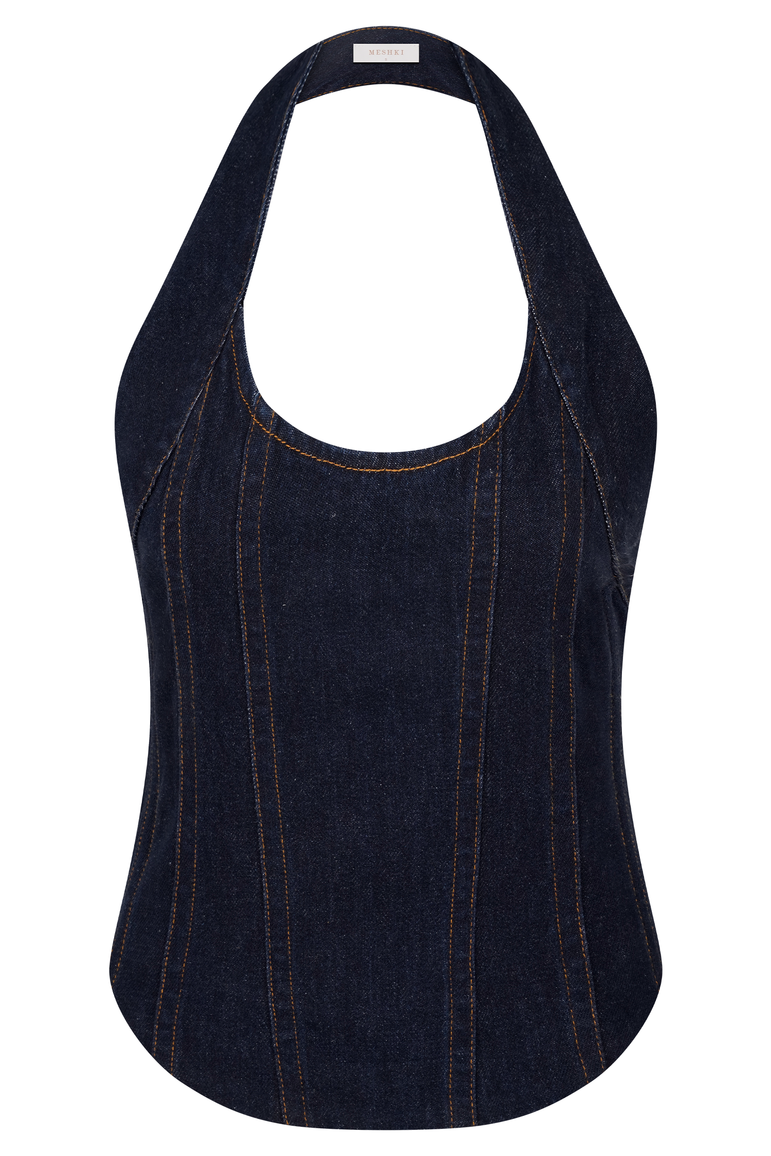 Meadow Denim Corset Halter Top - Indigo Blue