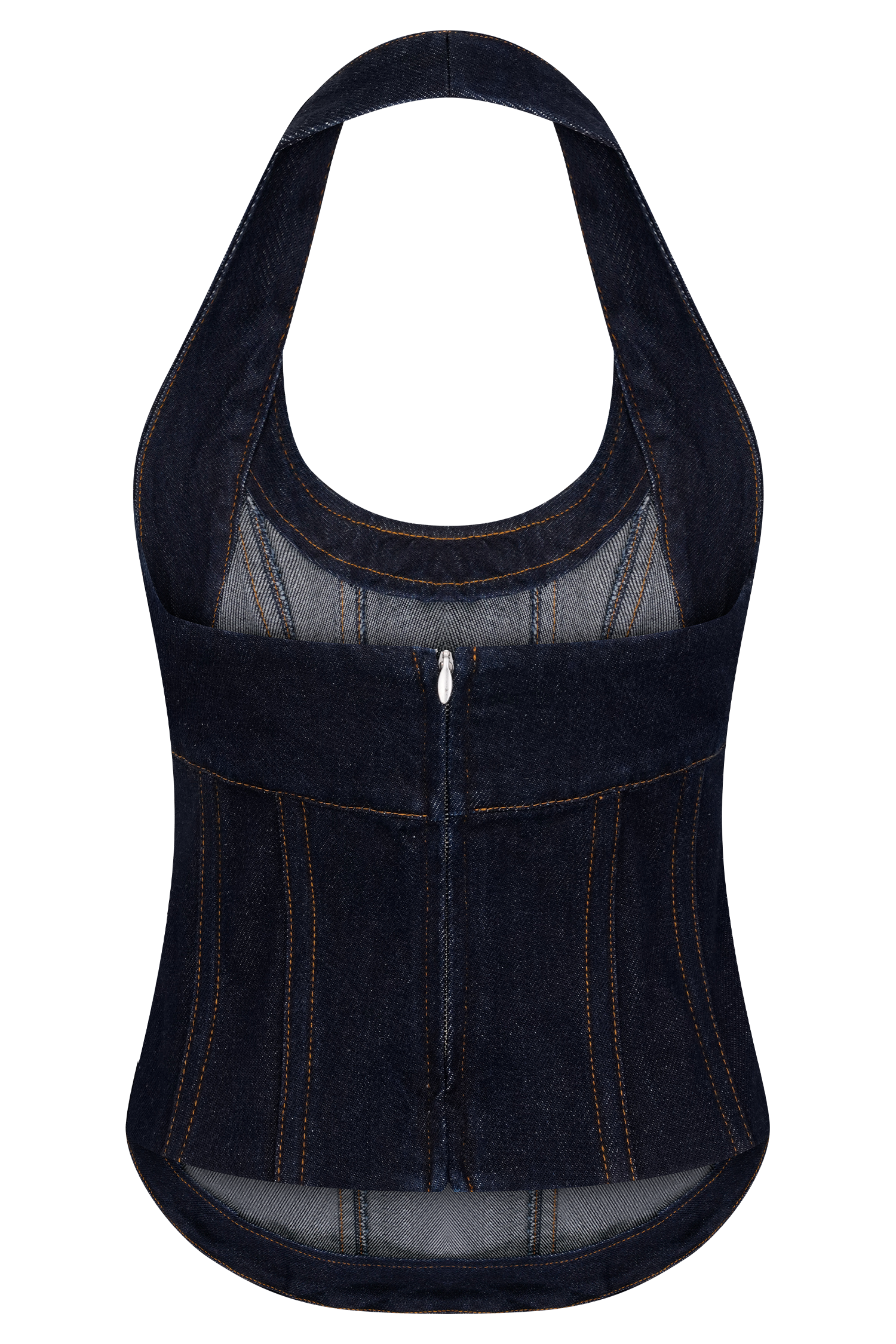 Meadow Denim Corset Halter Top - Indigo Blue