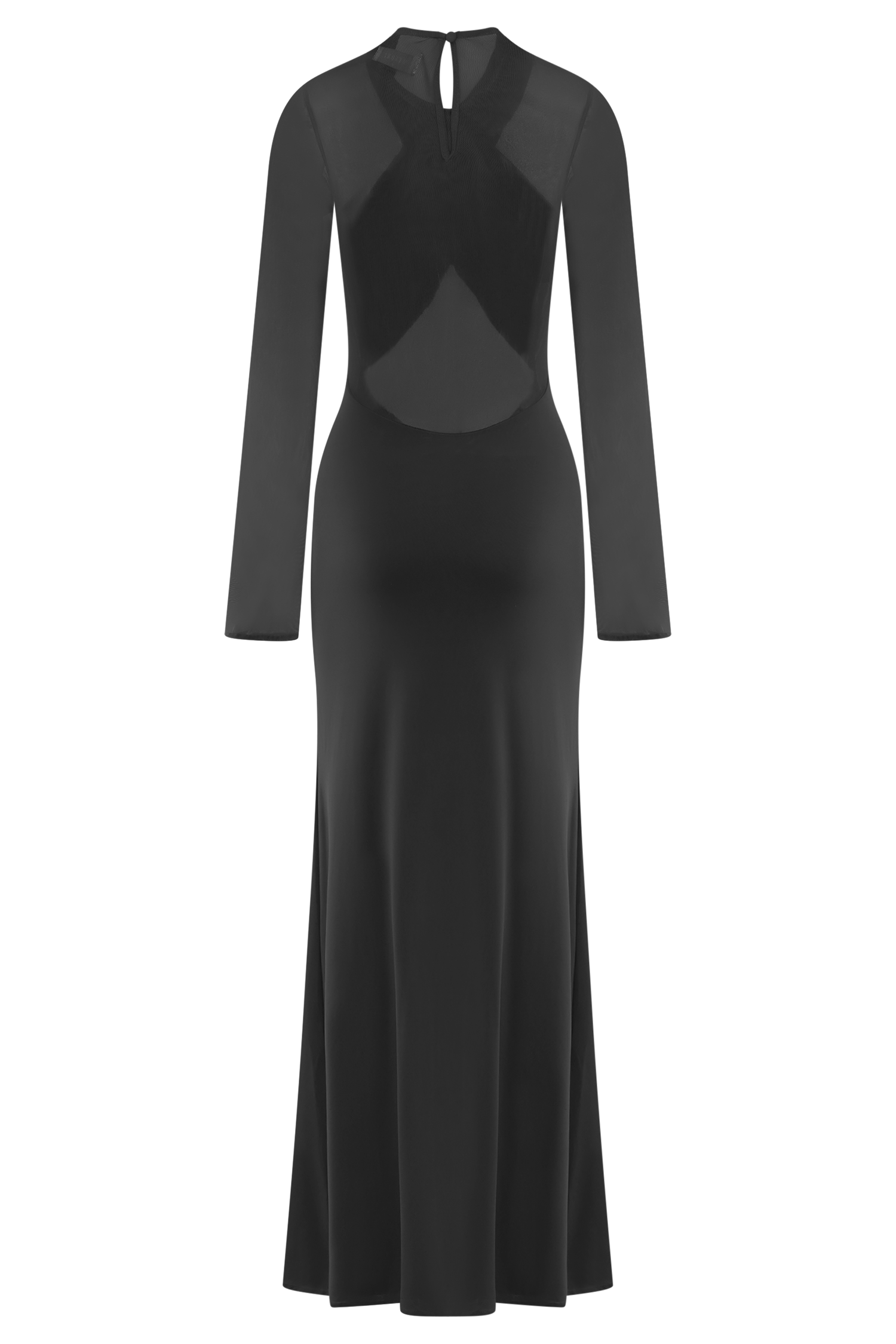 Tania Slinky And Mesh Long Sleeve Maxi Dress - Black